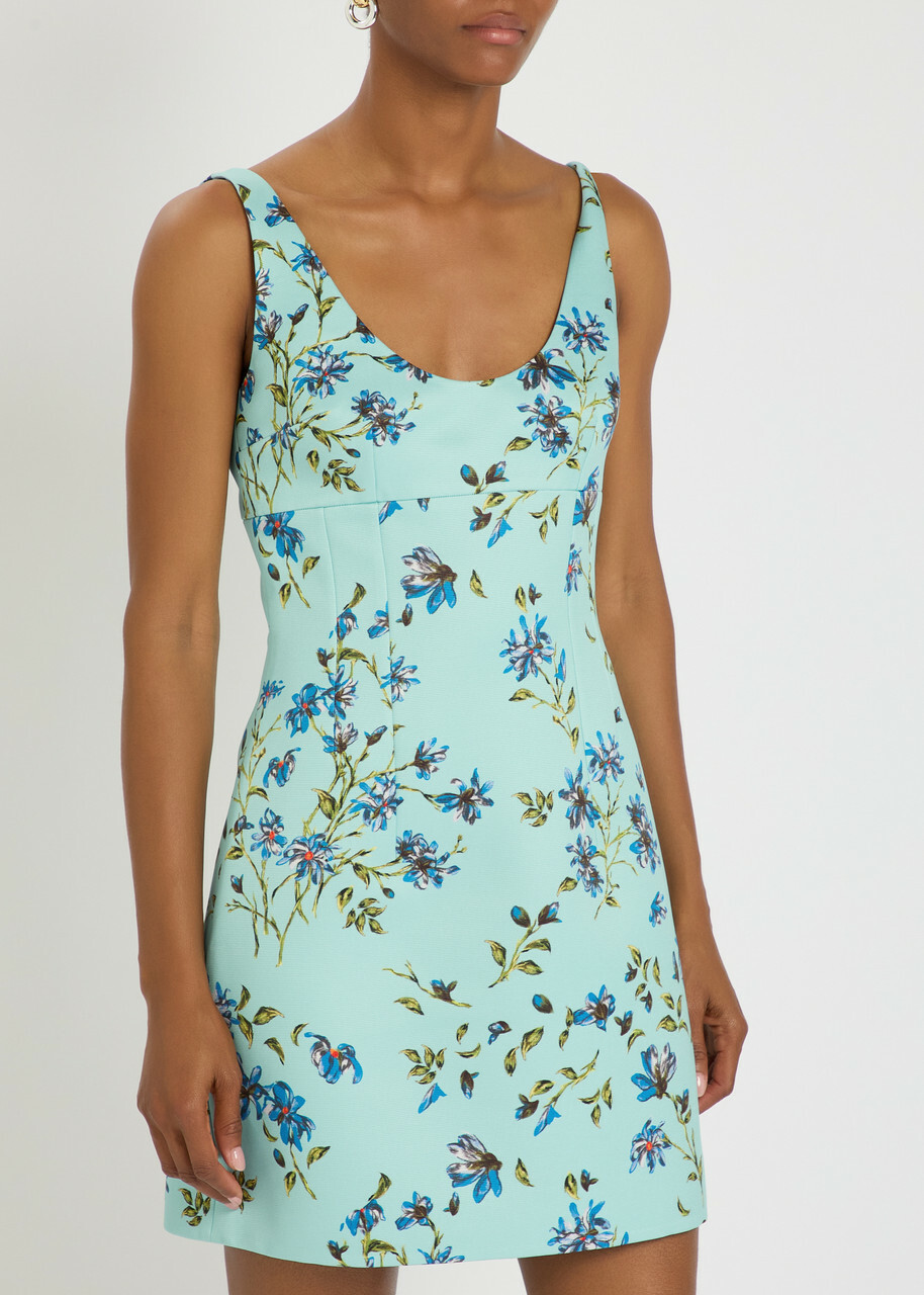 Emilia Wickstead Einna Floral-print Faille Mini Dress Blue