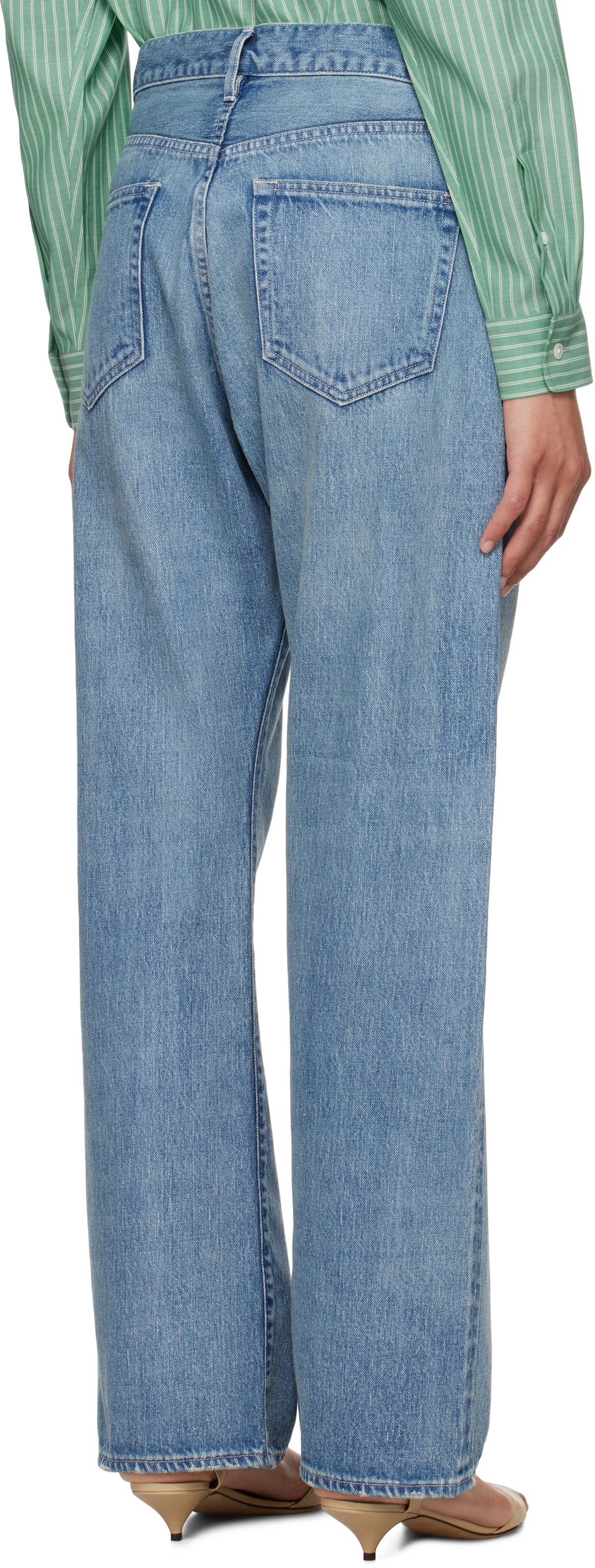 AURALEE Blue Selvedge Faded Light Jeans