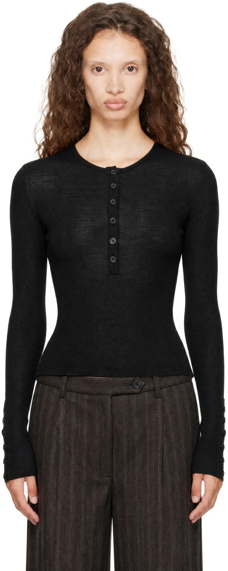 mfpen Black Long Sleeve Henley