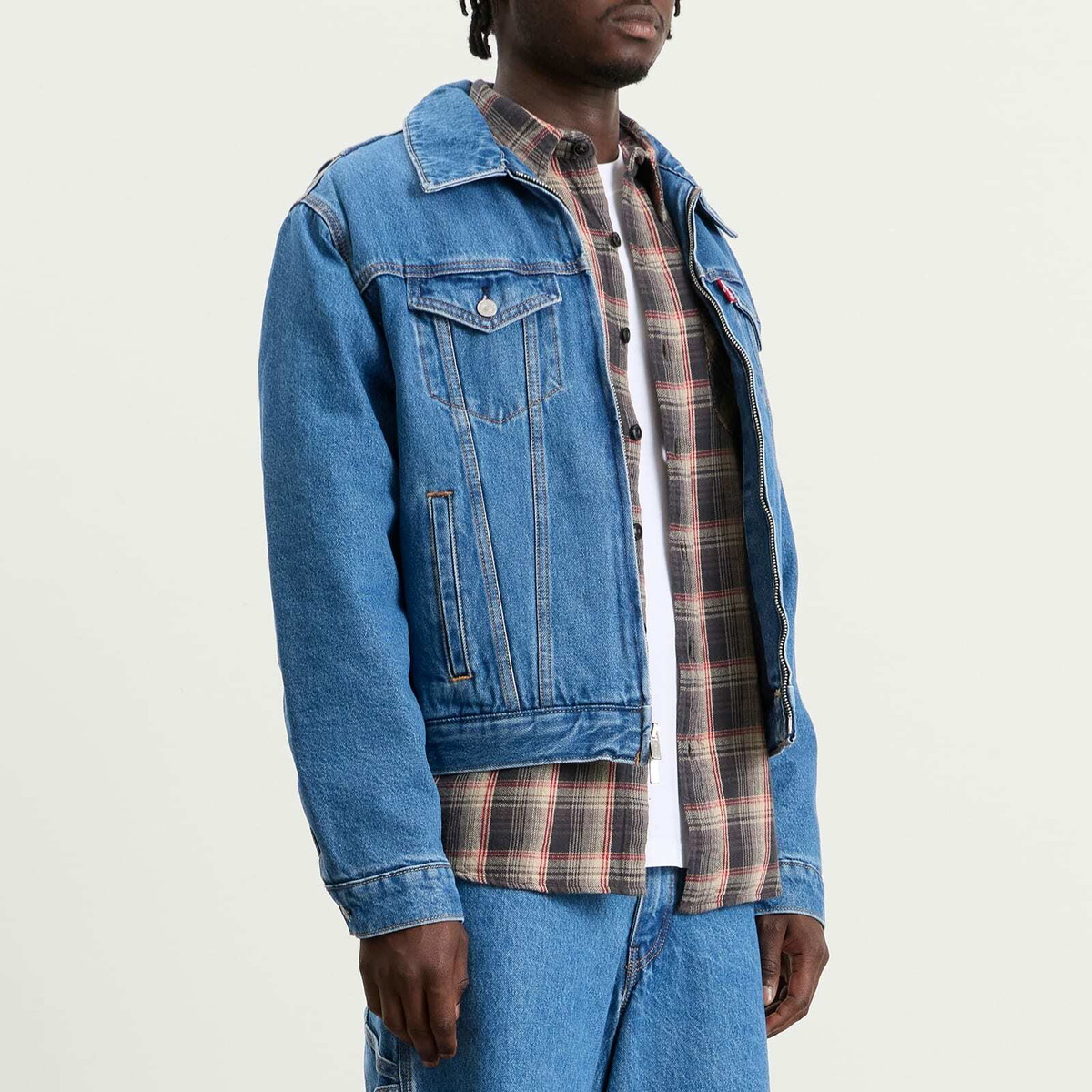 Levi's Men's x Sky High Farm Universe Zip Trucker Jacket in Mid Stone Wash