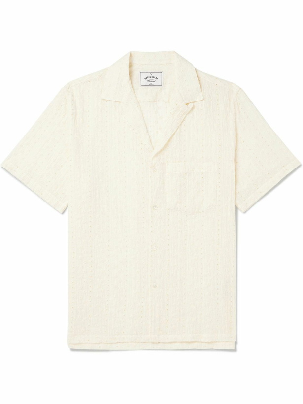 Photo: Portuguese Flannel - Piros Convertible-Collar Broderie Anglaise Cotton-Blend Shirt - White