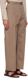 LEMAIRE Brown Striped Belted Easy Trousers