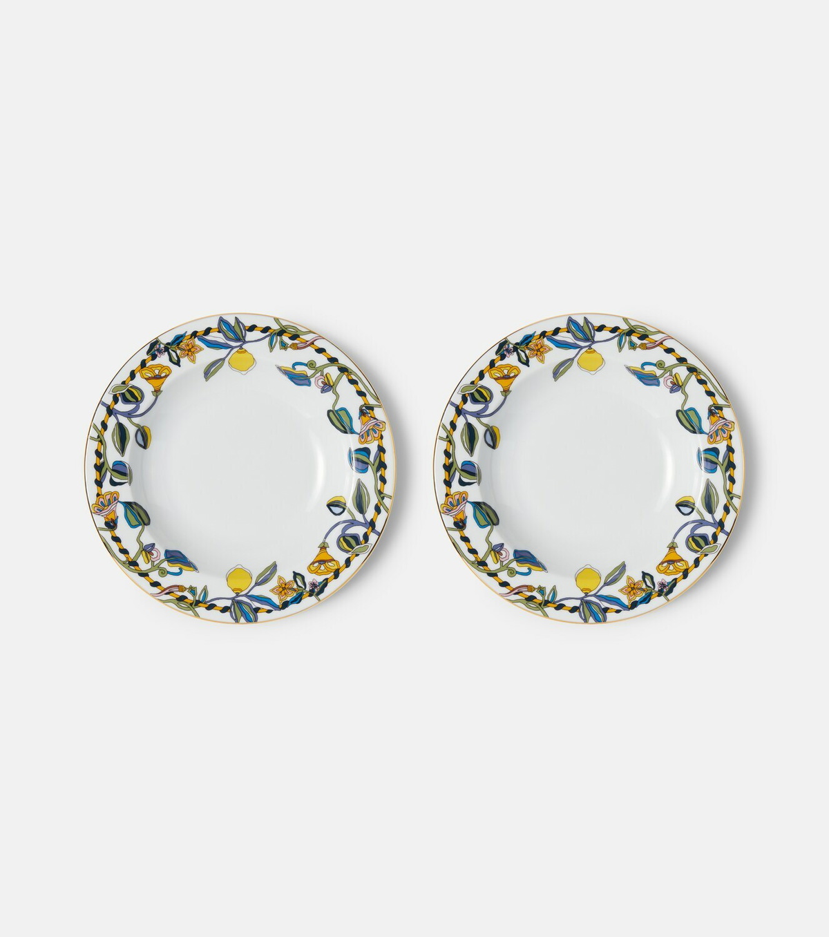 La DoubleJ Borboni White set of 2 porcelain soup plates