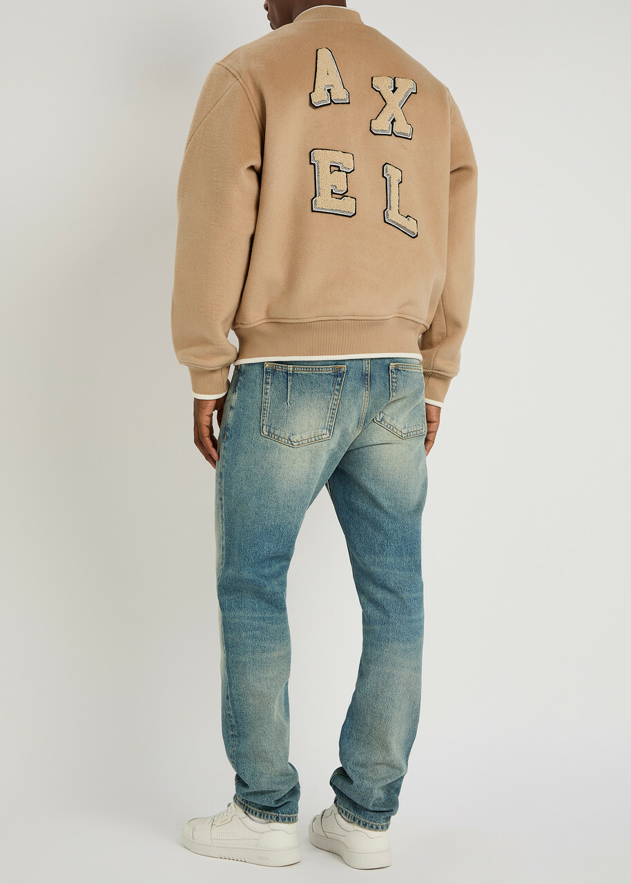 Axel Arigato Logo-appliquéd Wool-blend Varsity Jacket Beige