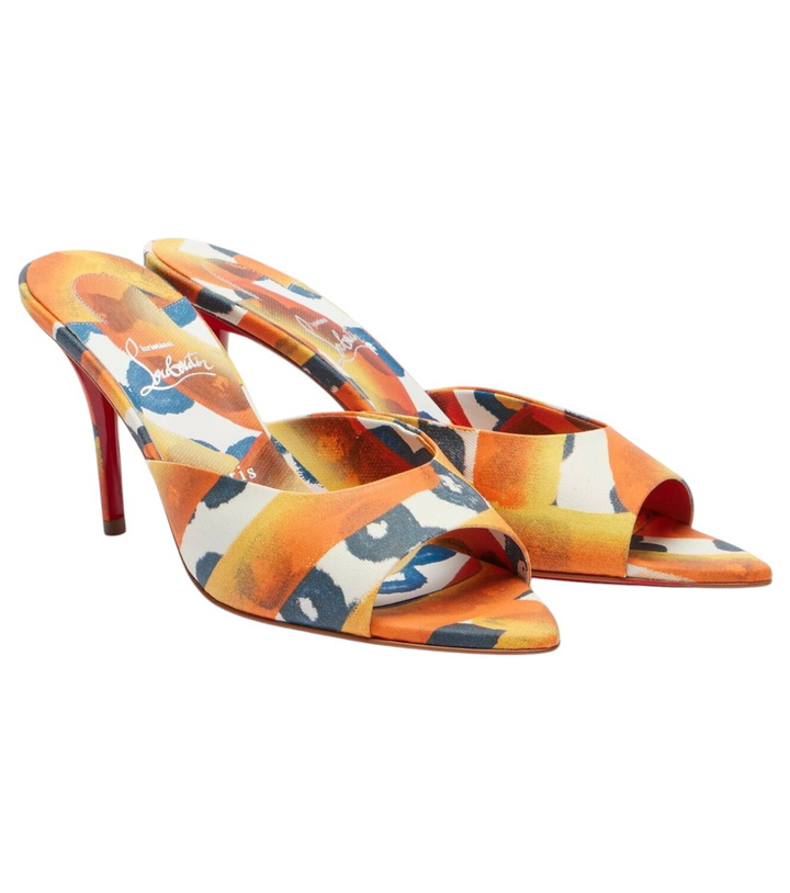 Photo: Christian Louboutin Miss Z 80 coated canvas mules