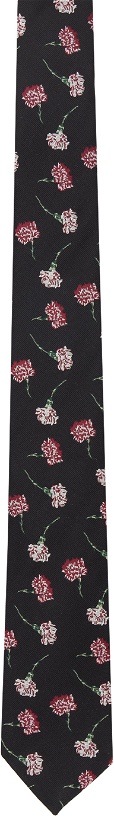 Photo: Yohji Yamamoto Black POUR HOMME Flower Pattern Tie