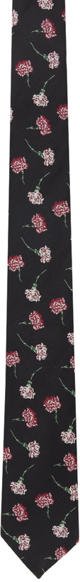 Photo: Yohji Yamamoto Black POUR HOMME Flower Pattern Tie