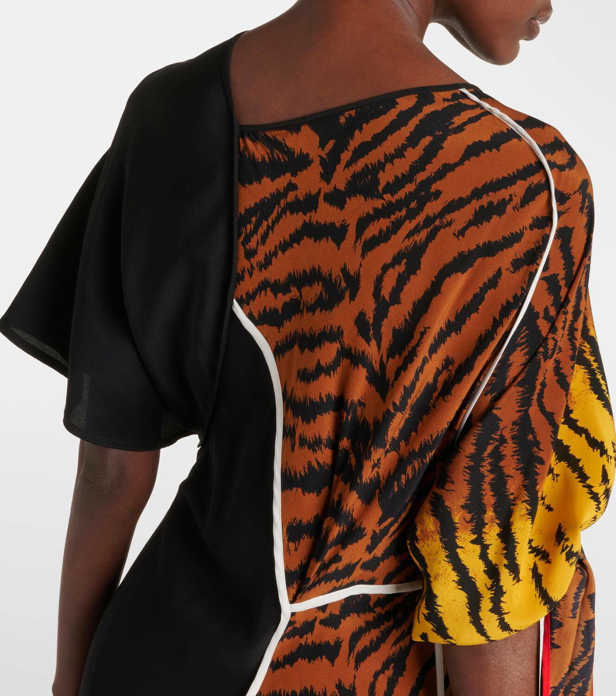 asymmetric animal print dress Cap Sleeve V Neck Asymmetrical Dress in Animal Print