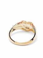 Yvonne Léon 9K Yellow Gold Baby Chevaliere Coeur Sapphire Ring