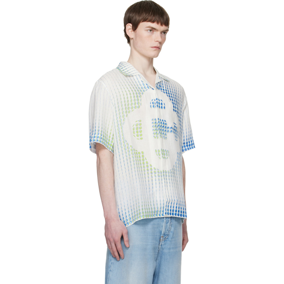 Casablanca White Pills Cuban Collar Short Sleeve Shirt