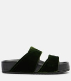 Dries Van Noten Leather-trimmed velvet slides