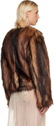 Simone Rocha Brown Sculpted Faux Fur Fray Jacket