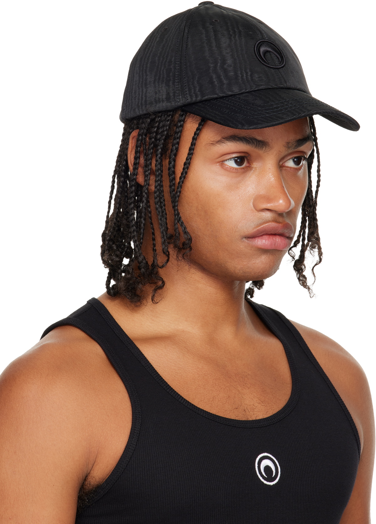 Marine Serre Black Recycled Moire Baseball Cap