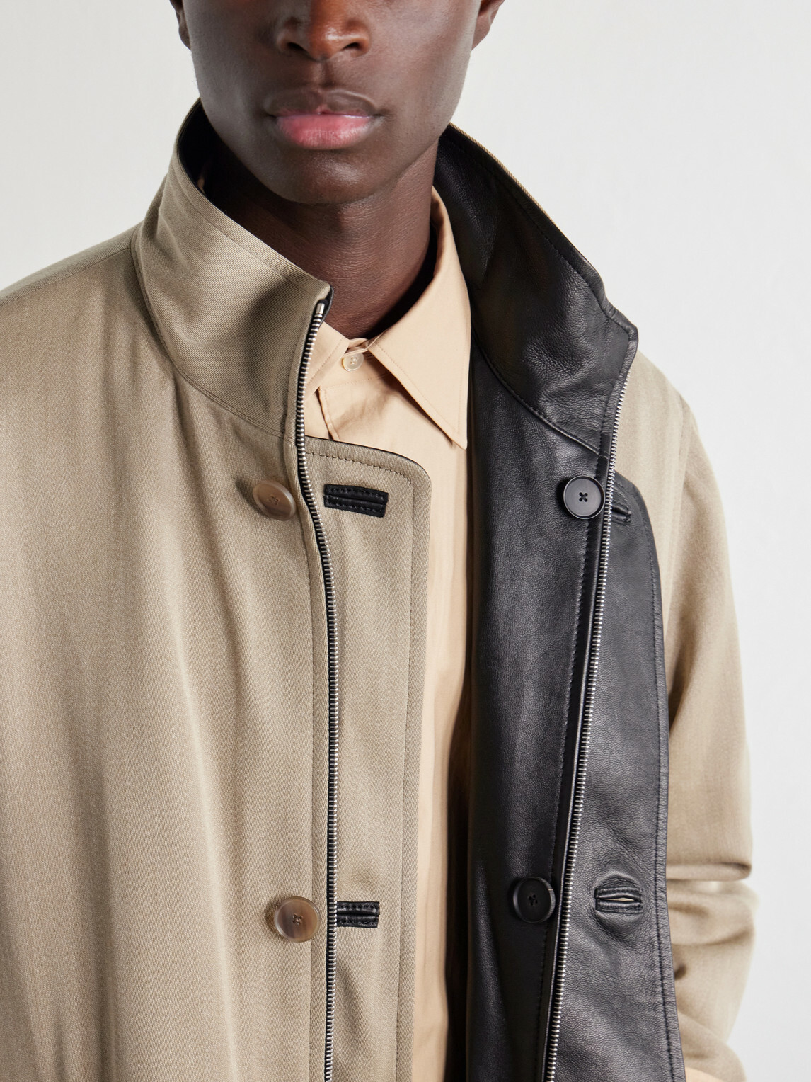 Auralee - Reversible Wool-Twill and Leather Jacket - Neutrals