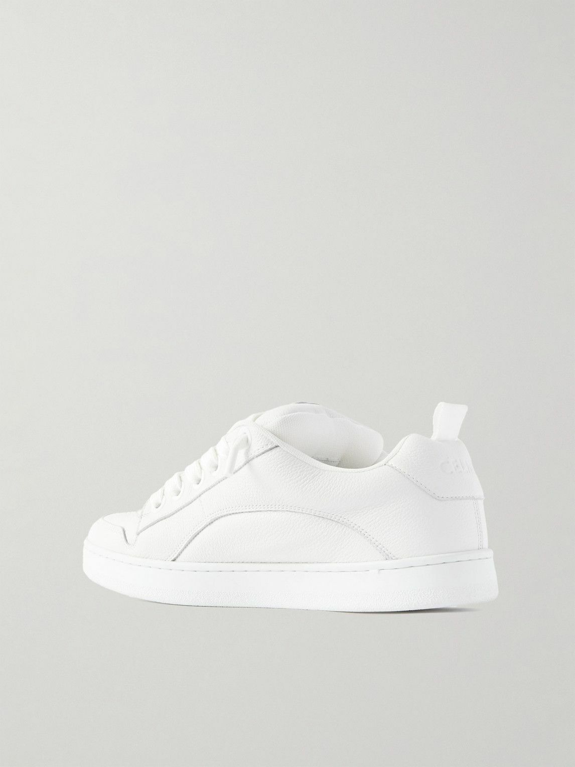 CELINE - Logo-Embroidered Mesh-Panelled Leather Sneakers - White