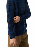 MC2 Saint Barth Man Black Cable Knit Turtleneck Sweater Fisherman