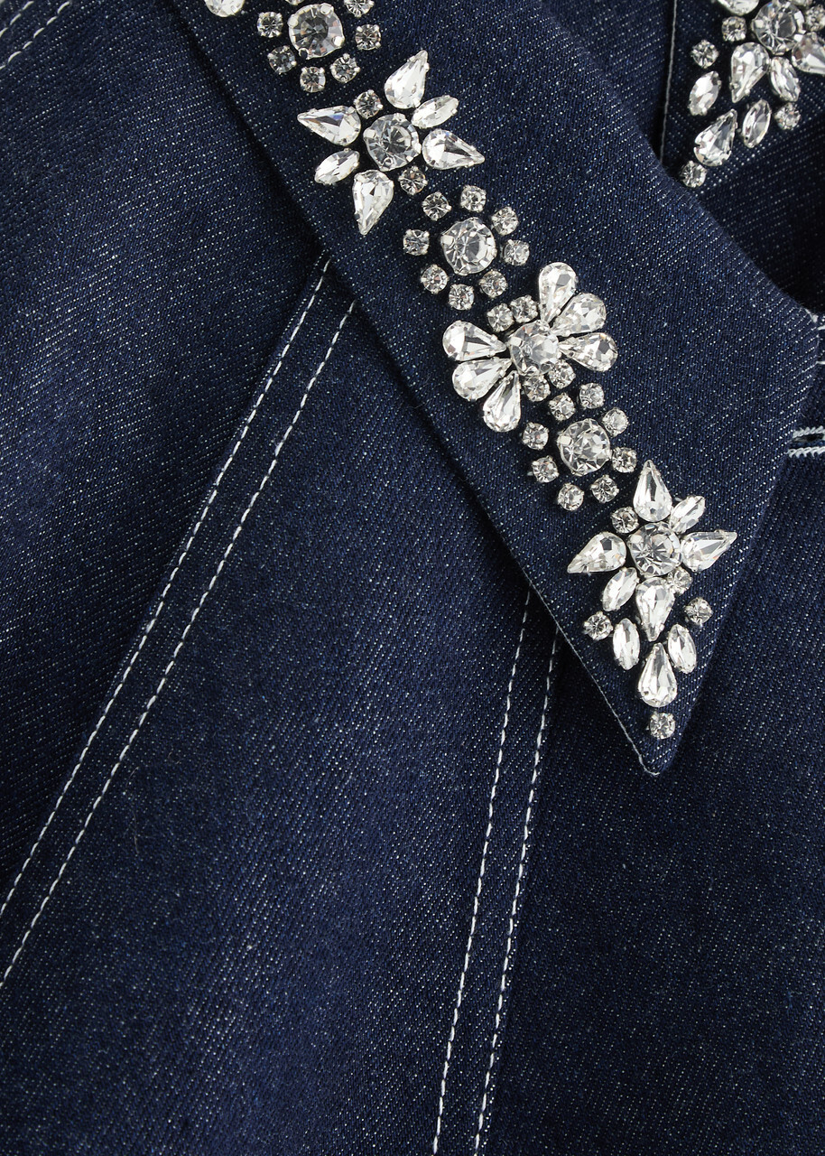 Huishan Zhang Travis Crystal-embellished Denim Jacket Blue