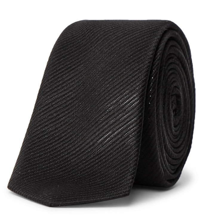 Photo: SAINT LAURENT - 4cm Metallic Silk-Blend Jacquard Tie - Black