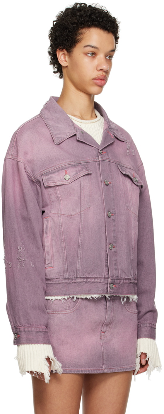 Purple Men's Embossed Faded Denim Jacket