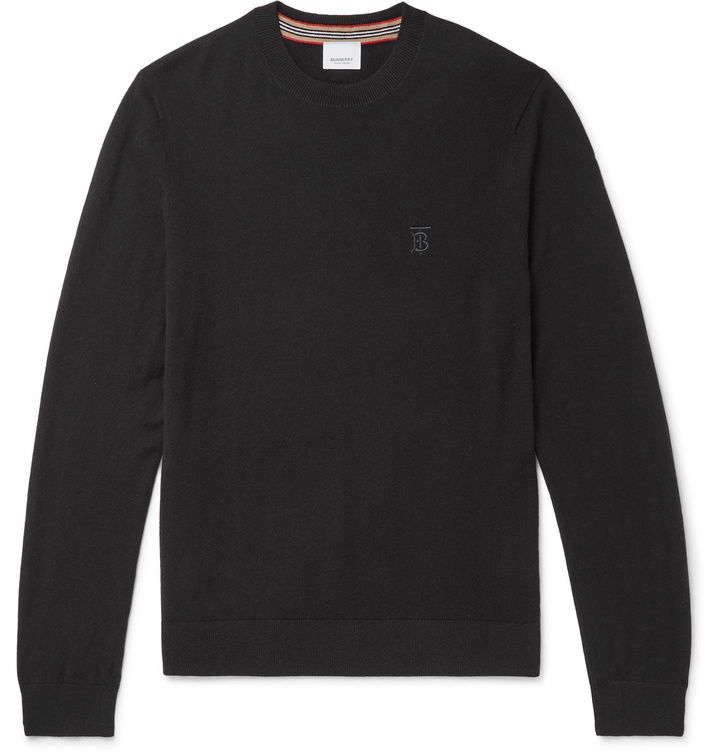 Photo: Burberry - Logo-Embroidered Cashmere Sweater - Black