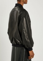 Nour Hammour Marley Leather Bomber Jacket Black