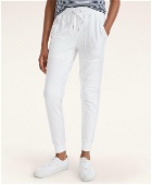 Brooks Brothers Women's French Terry Drawstring Joggers | White