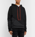 Greg Lauren - Embroidered Panelled Jersey and Quilted Shell Hoodie - Black