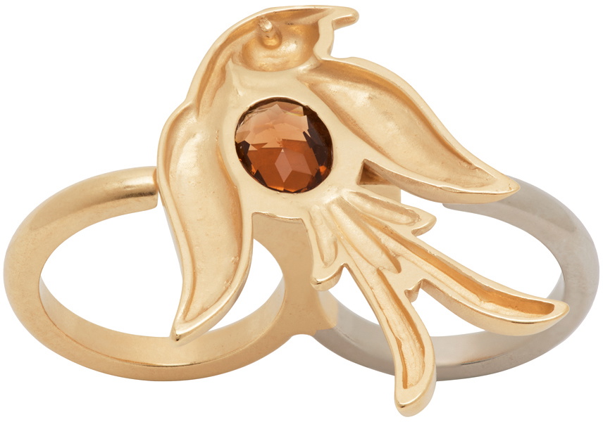 アクセサリー Maison Margiela 18-karat gold ring Maison Margiela Gold & Silver Bird Double Ring Maison Margiela