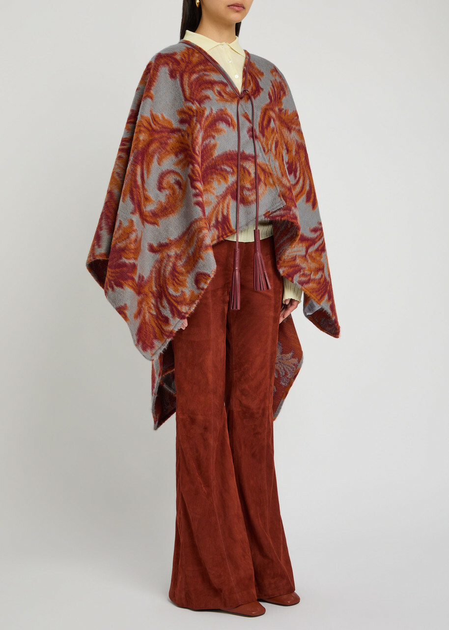 Etro Paisley-jacquard Brushed Wool-blend Cape - Multi Print - One Size