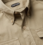 TOM FORD - Slim-Fit Button-Down Collar Cotton-Sateen Shirt - Neutrals