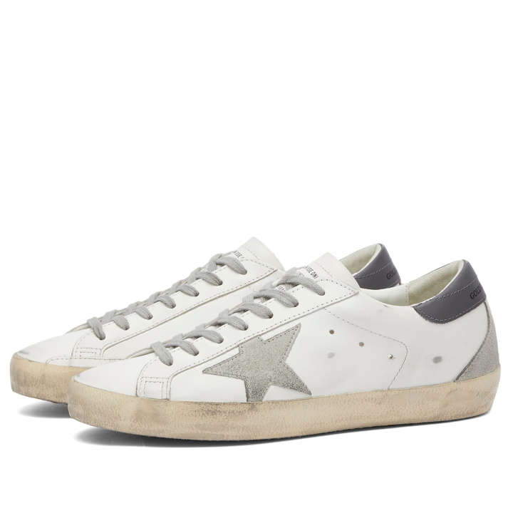 Photo: Golden Goose Men's Super Star Leather Sneaker in White/Ice/Dark Grey