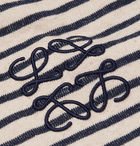 Loewe - Logo-Embroidered Striped Cotton and Linen-Blend Jersey T-Shirt - Navy