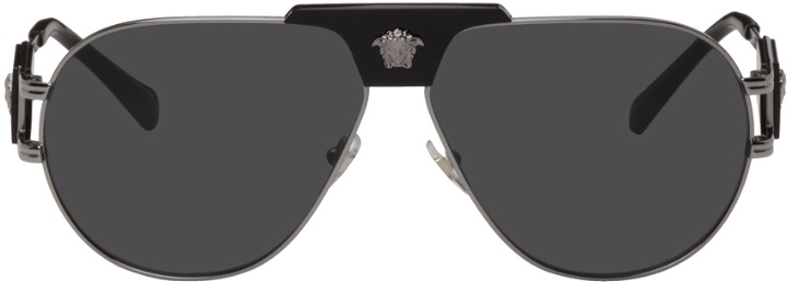 Photo: Versace Gunmetal Special Project Aviator Sunglasses