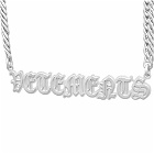 Vetements Men's Gothic Logo Necklace in Silver