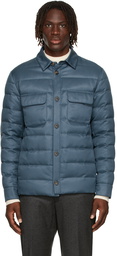 Loro Piana Blue Down Overshirt Puffer Jacket