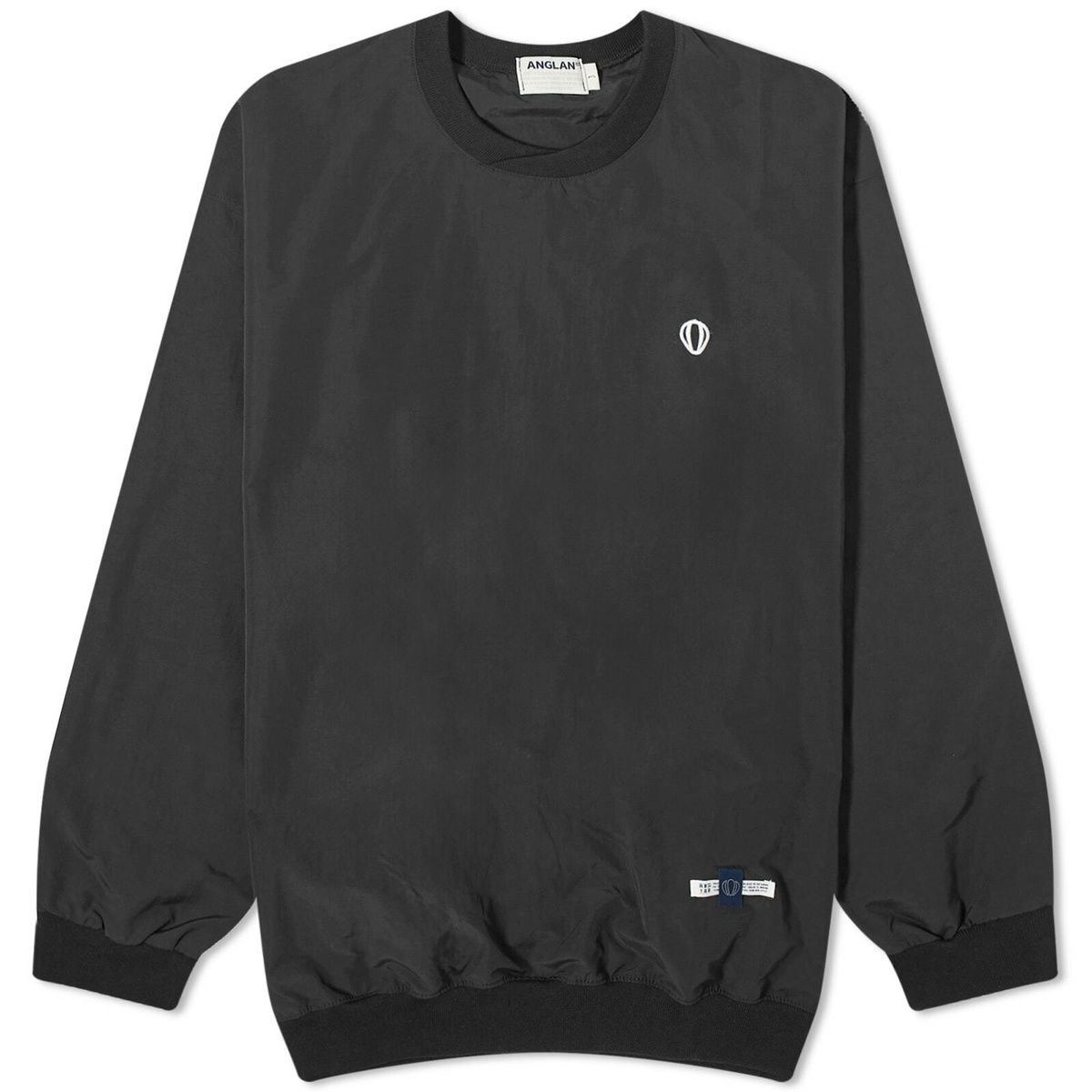 Anglan Men's Nylon Athletic Wappen Hoodie in Black