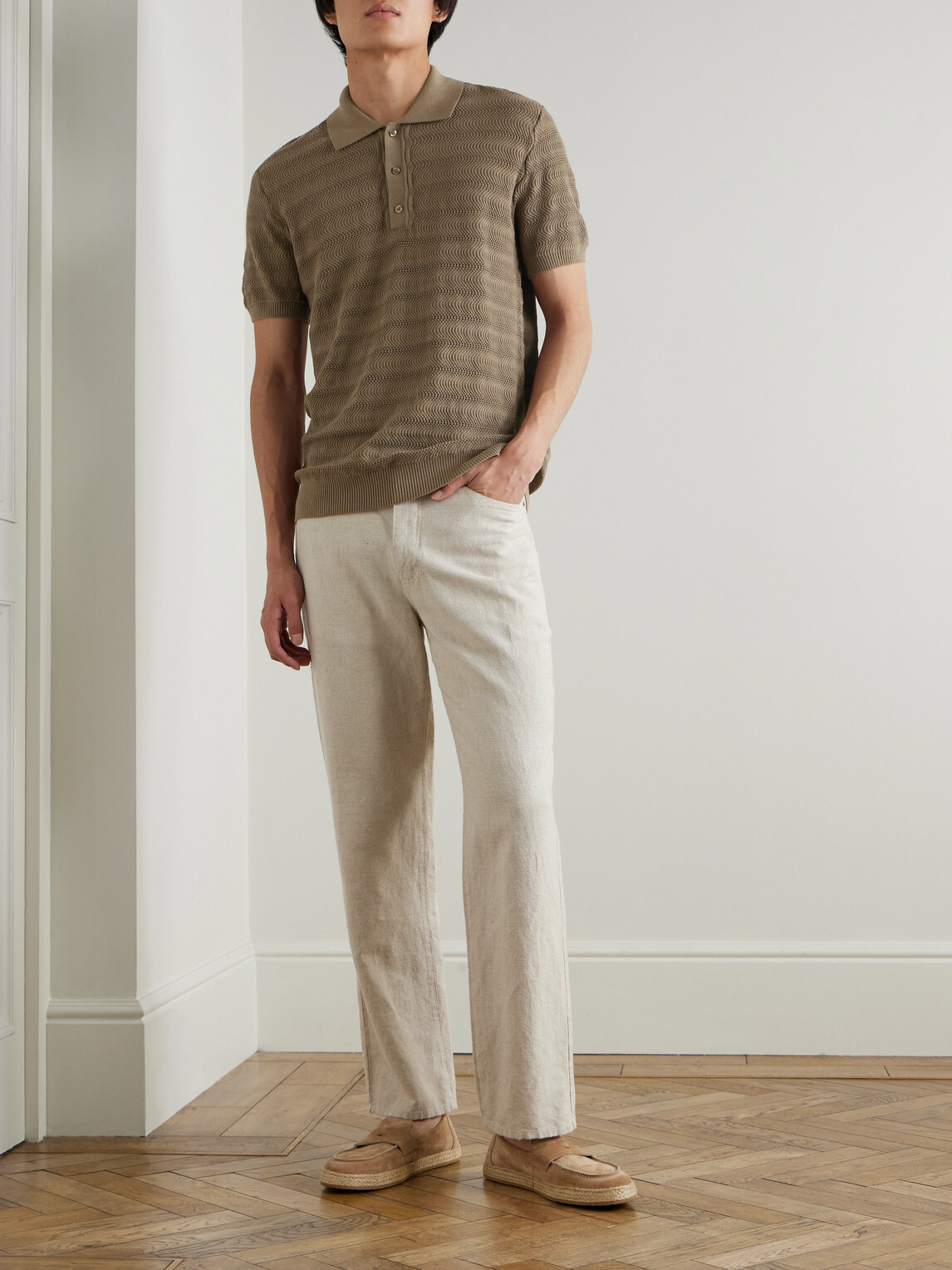 Frescobol Carioca - Vidal Open-Knit Cotton Polo Shirt - Green