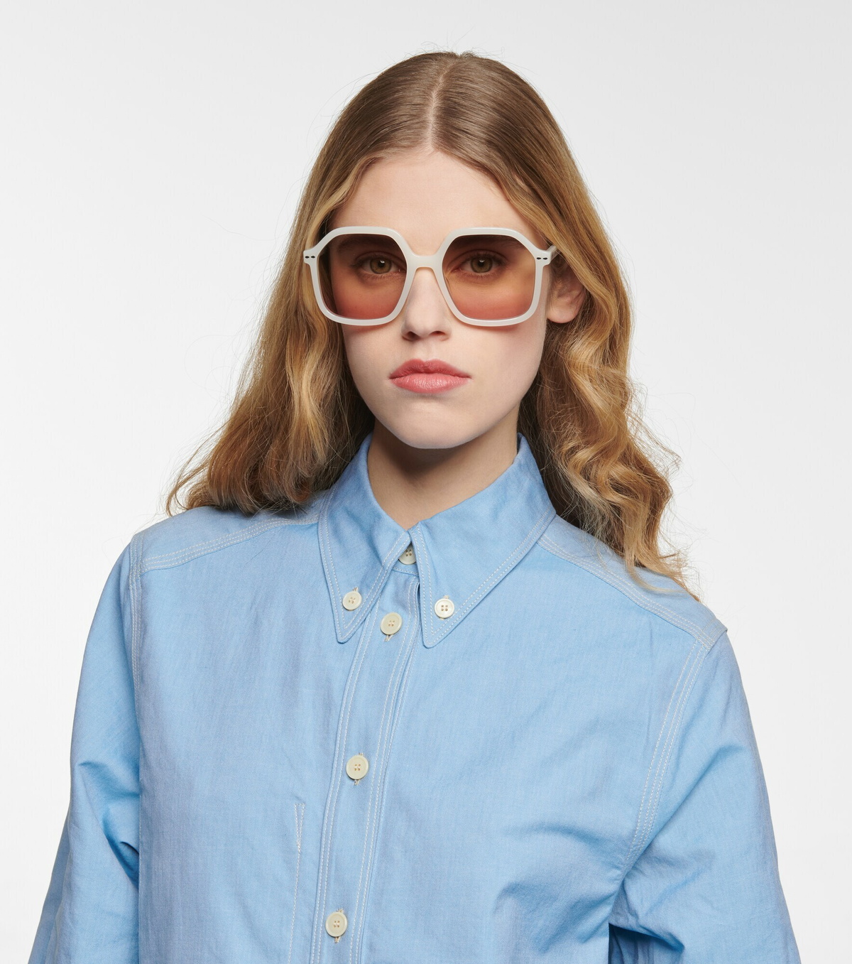 Isabel Marant White hexagonal sunglasses Isabel Marant White Plastic Hexagonal Frame Sunglasses main image 4
