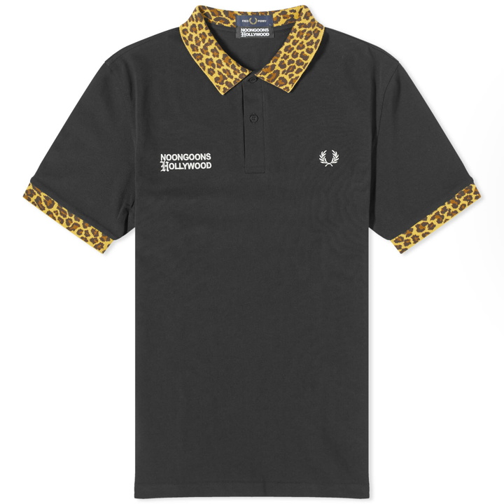 Photo: Fred Perry Men's x Noon Goons Leopard Print Polo Shirt in Black