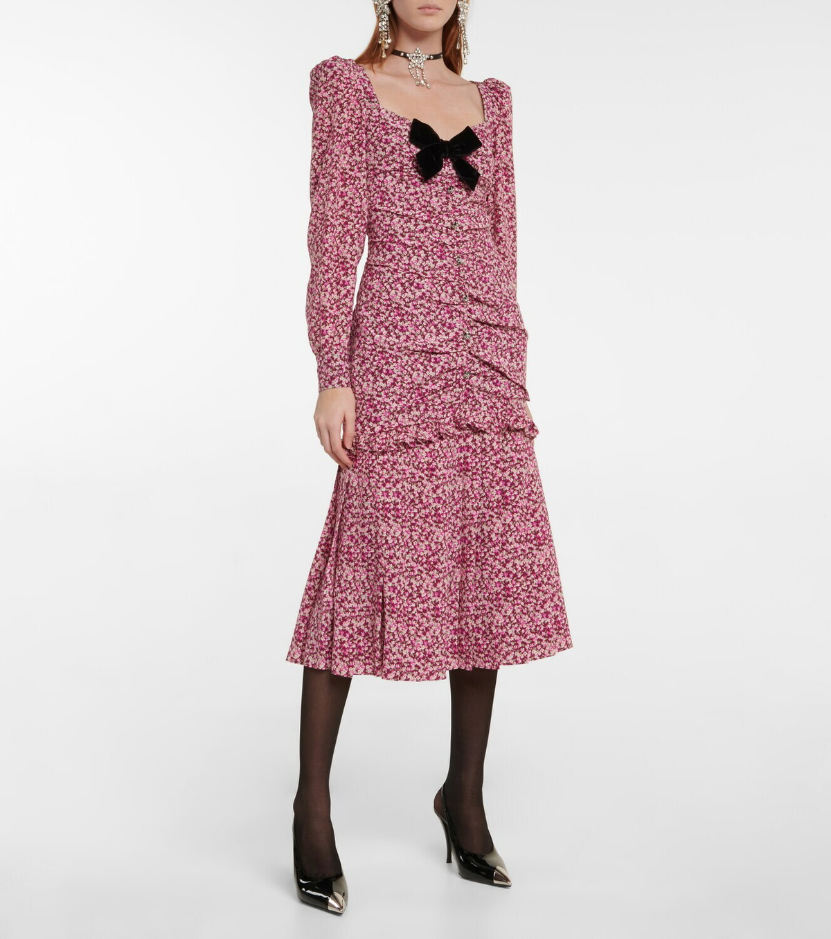 ALESSANDRA RICH ワンピース Floral silk midi dress 694742 Alessandra Rich Floral silk midi dress Alessandra Rich