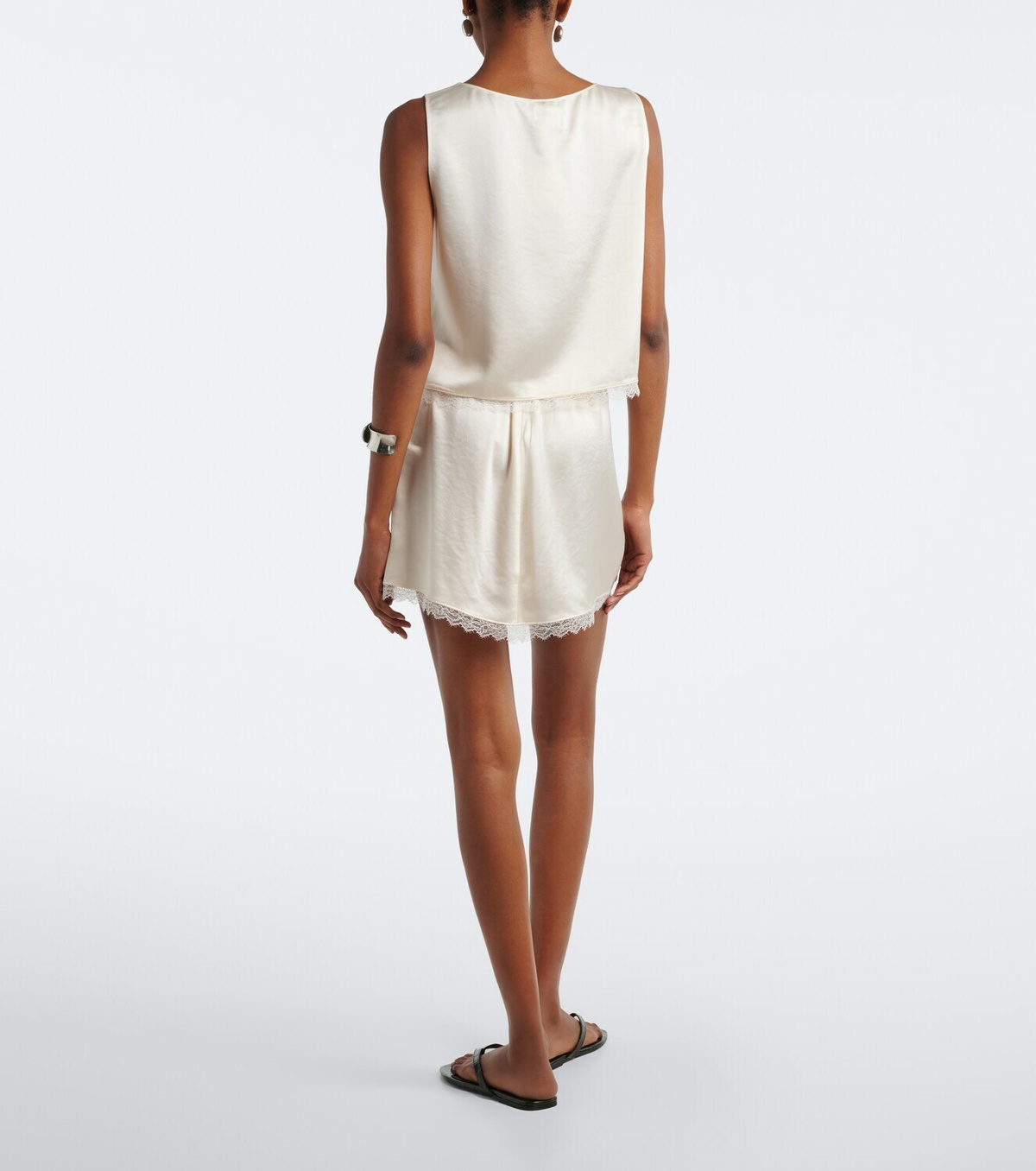 Leset Barb lace-trimmed satin miniskirt