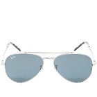 Ray Ban Men's New Aviator Sunglasses in Silver
