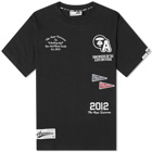 Men's AAPE College Back Water Print T-Shirt in Black