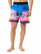MC2 Saint Barth Man Comfort And Stretch Surf Shorts With Palm Print