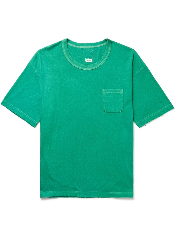 Photo: Visvim - Distressed Cotton-Jersey T-Shirt - Green