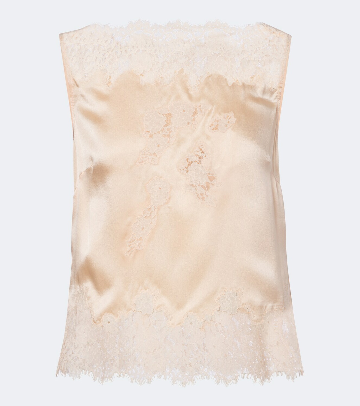 Dôen Viviane lace-trimmed silk satin top