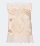 Dôen Viviane lace-trimmed silk satin top