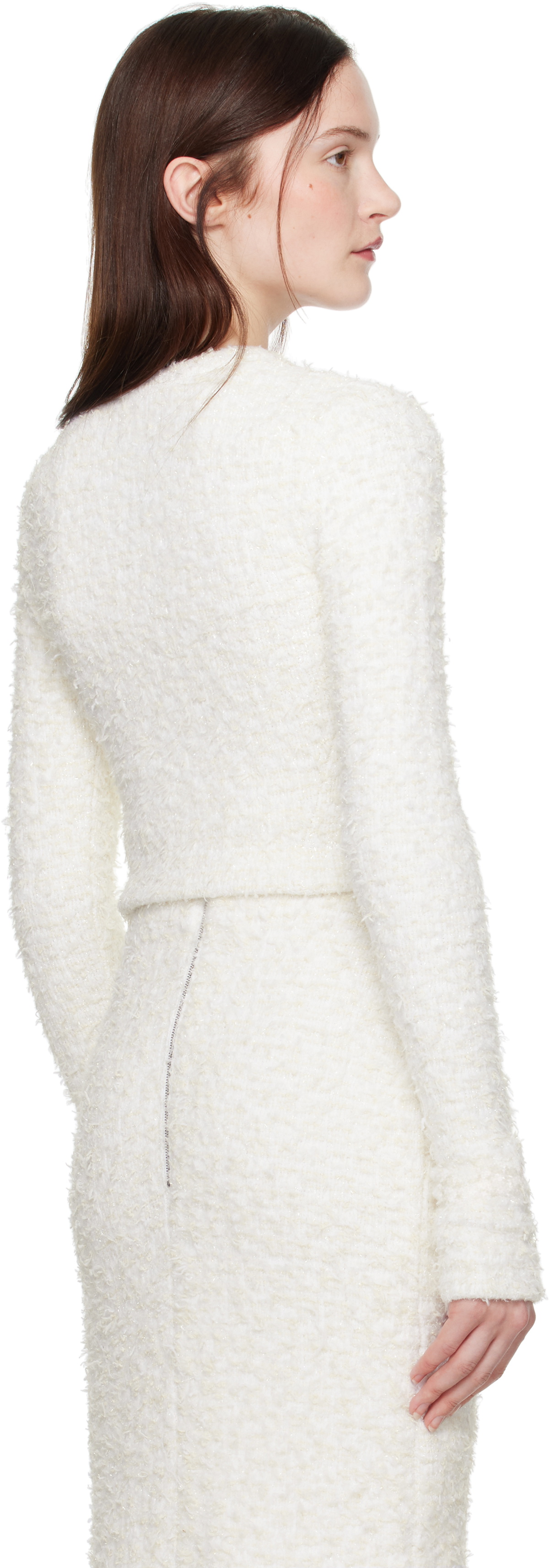 Balenciaga Off-White Cropped Cardigan