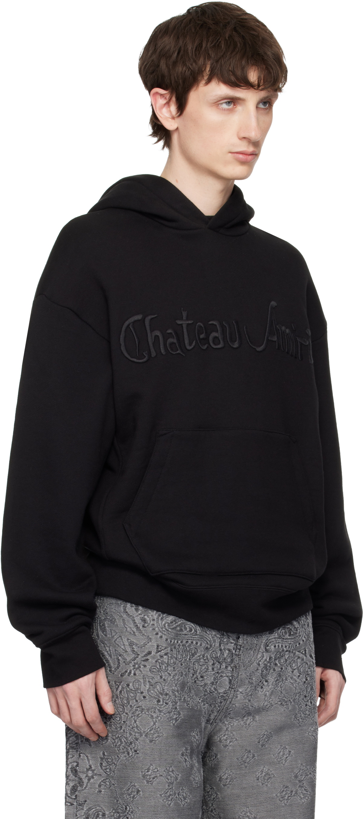 AMIRI Black 'Chateau AMIRI' Tonal Oversized Hoodie