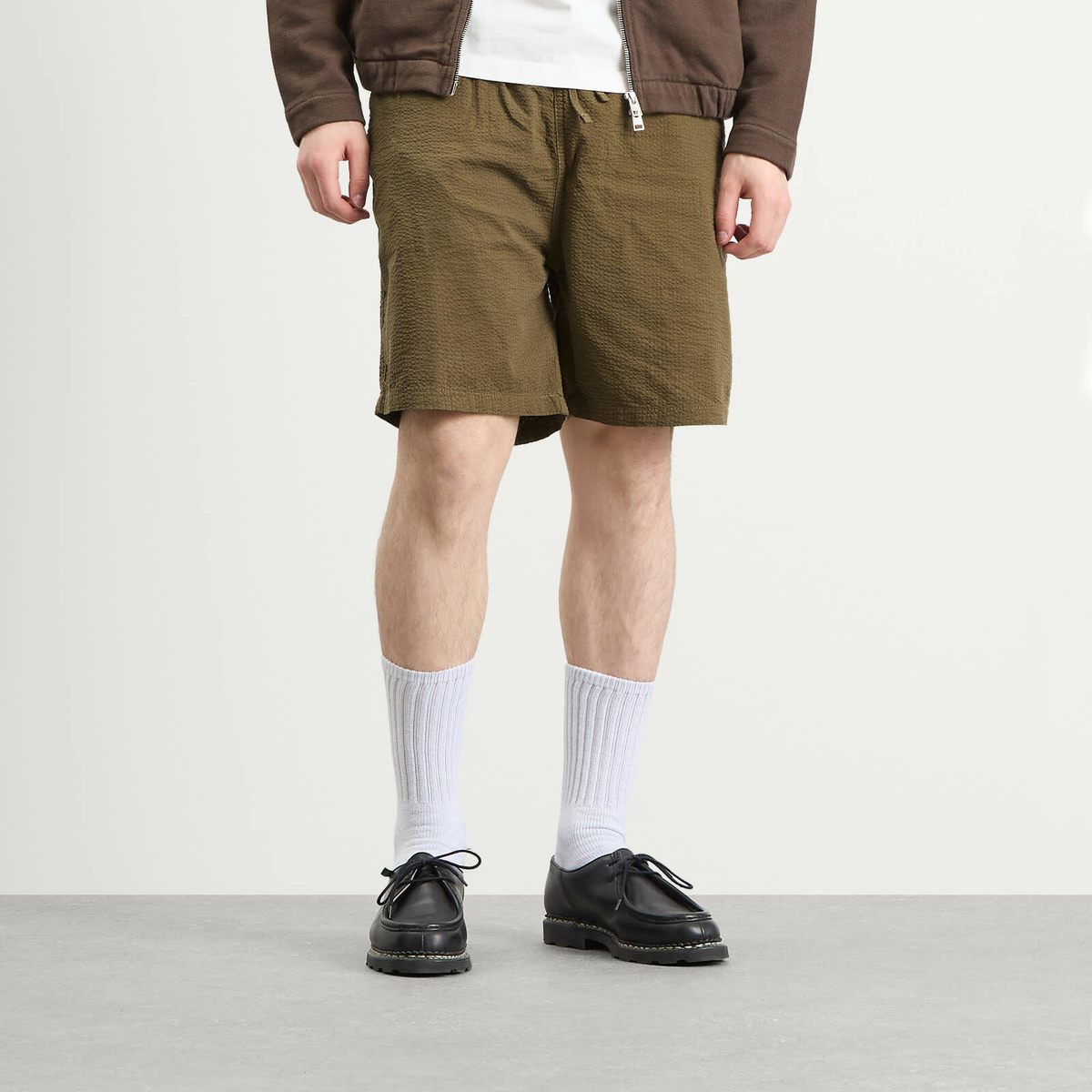 Foret Men's Hush Seersucker Shorts in Stone